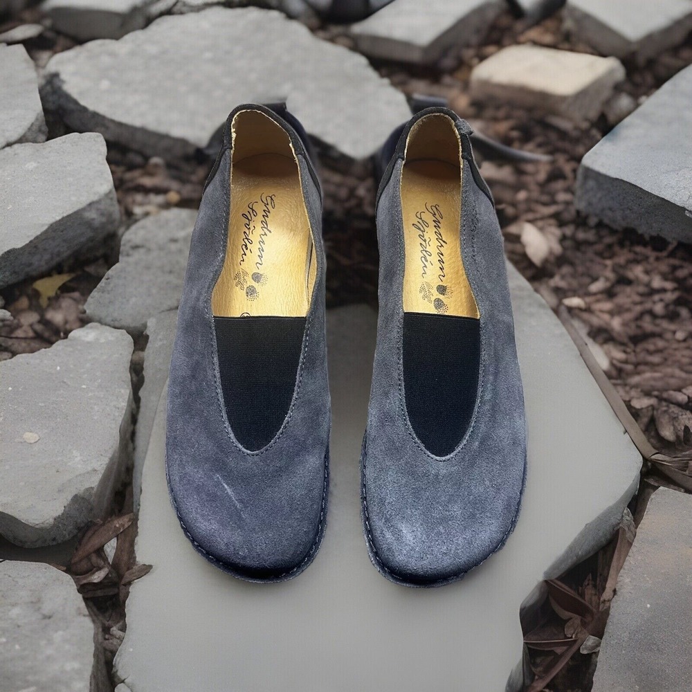 Gudrun Sjoden Suede Leather Slip On Shoes Gray Loafers EU 39 US 8.5